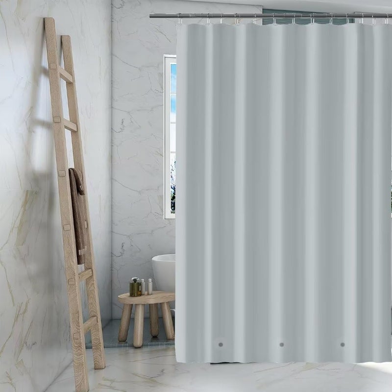 TIKABC Grey Shower Curtain Liner, 4G PEVA Shower Liner, Plastic Waterproof Shower Curtains, 72x72 inch with Grommet Holes 3 Magnetic Weights - Image 1